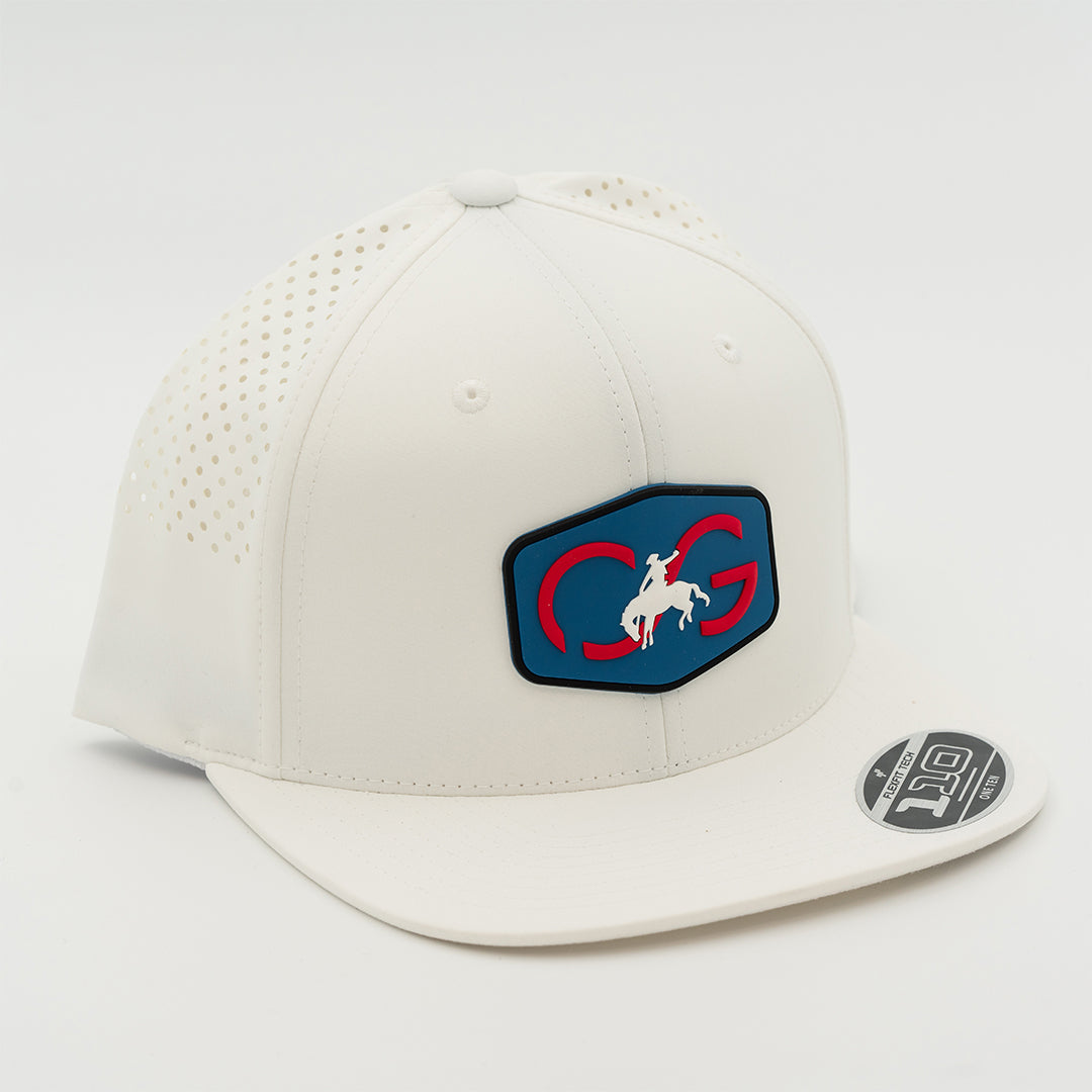 Branded Bills Bare Flat Performance Hat Red and Blue Logo