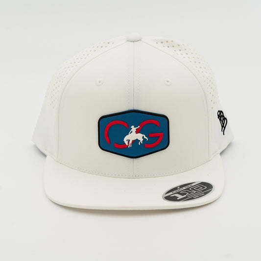 Branded Bills Bare Flat Performance Hat Red and Blue Logo