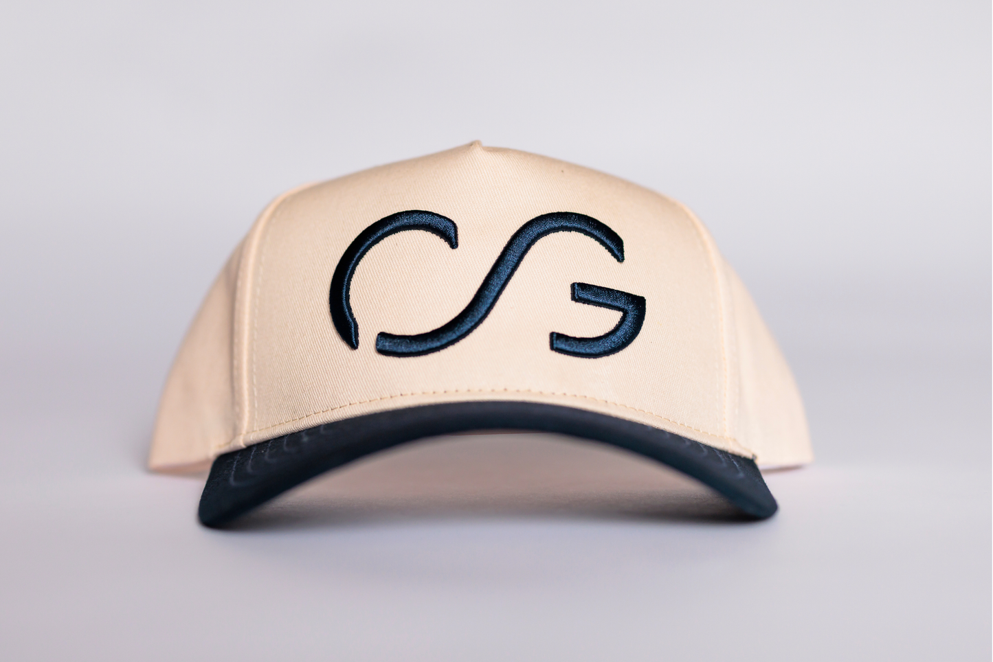 Cream with Navy CG Embroidered