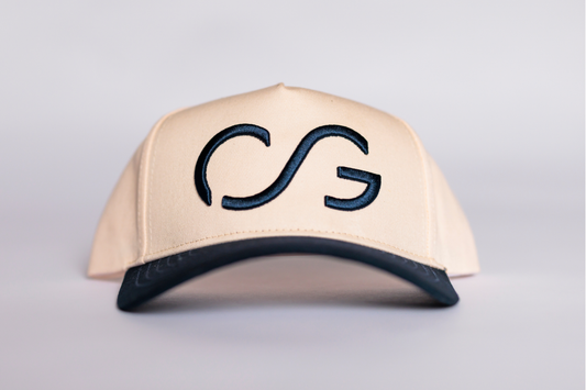 Cream with Navy CG Embroidered