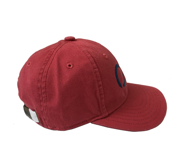 New England Red Baseball Cap with Blue Needlepoint Embroidered CG (adult sized)