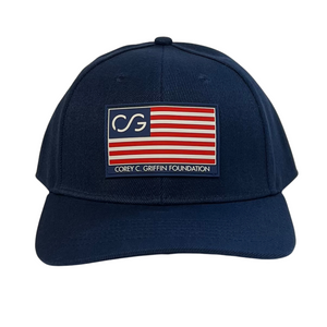 Navy snapback with pvc flag patch